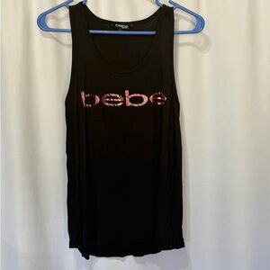 Small bebe Black Tank Top with Pink Logo